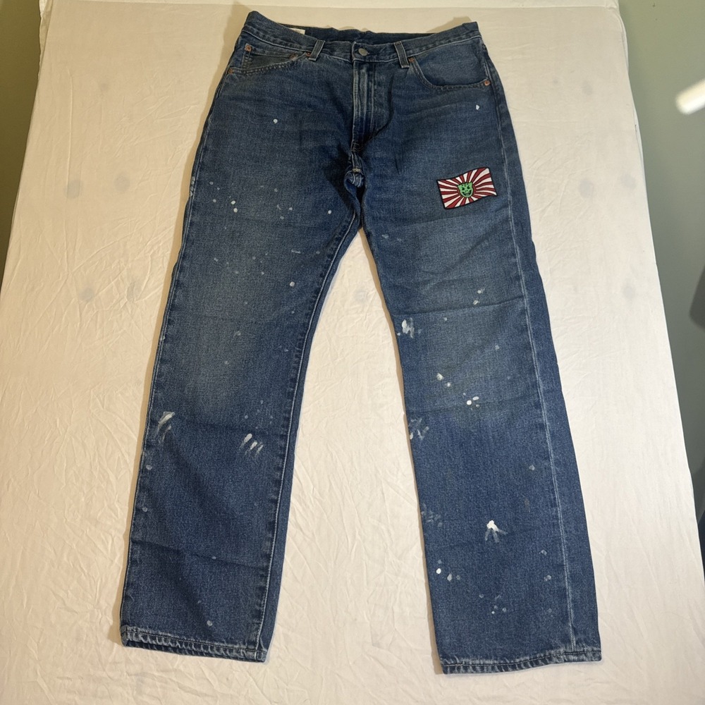 Vintage Levi's 551 With Big E Distressed W/Patches Very Worn Paint Mens 33 X 32
